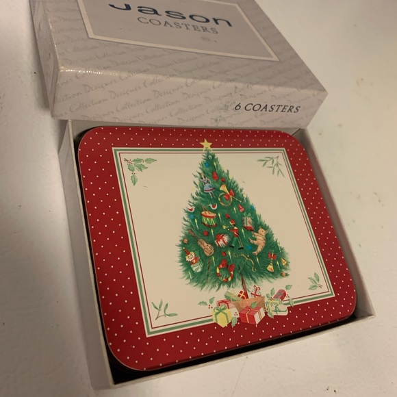 Christmas Tree Jason Products Ltd Cork Designer Collection 6 Coasters 4.5" - Picture 3 of 4